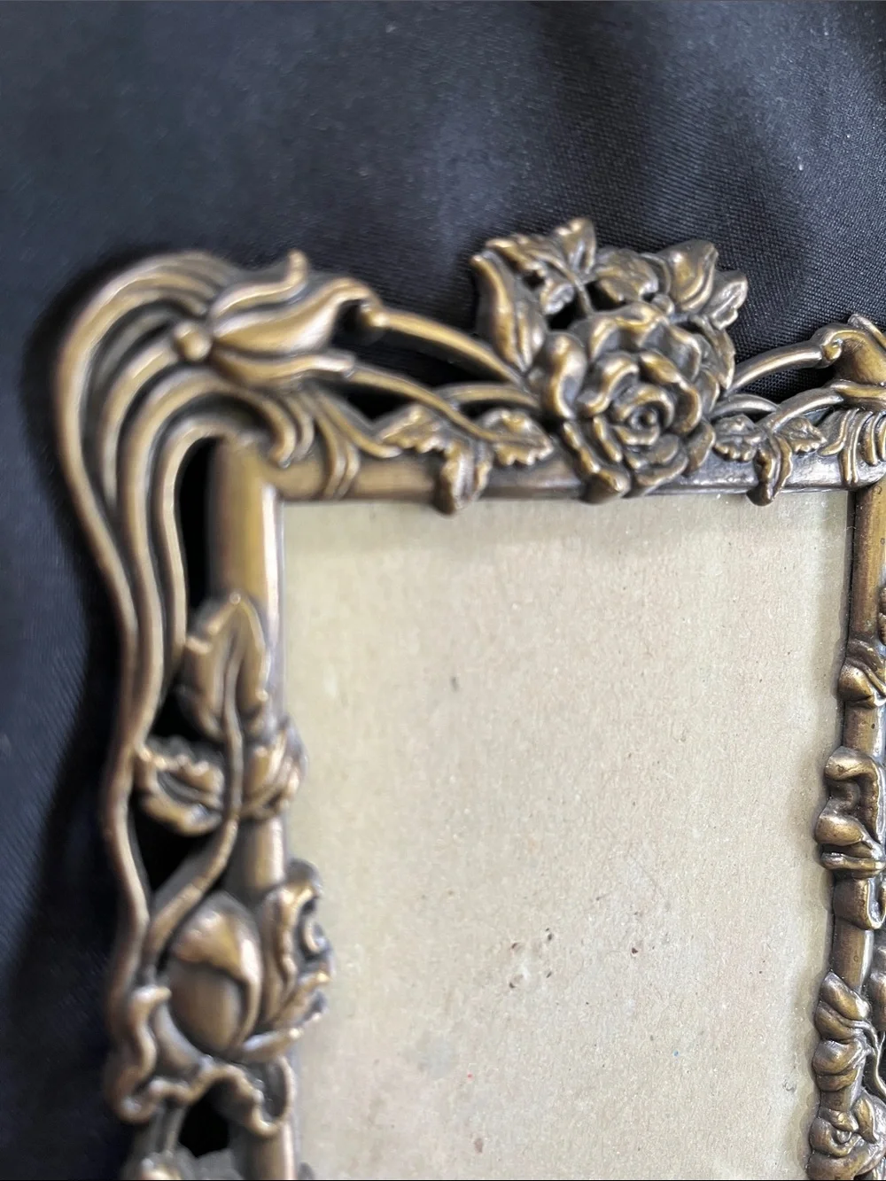 Weston Gallery Brass Bronze Tone Art Nouveau Style Rose Theme Picture Frame